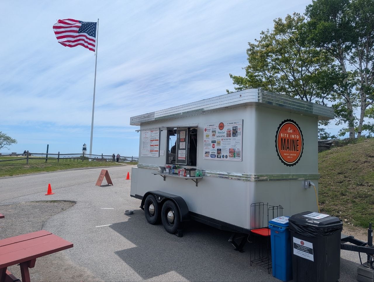 Bite Into Maine truck at Fort Williams, Portland Head Light behind