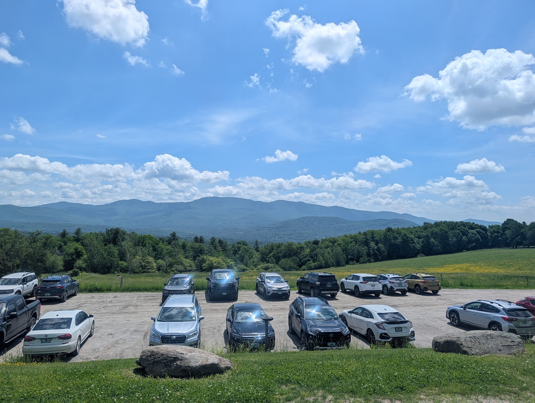 The Green Mountains rolling off to the horizon — the view that sold the von Trapps on Stowe, and it’s easy to see why