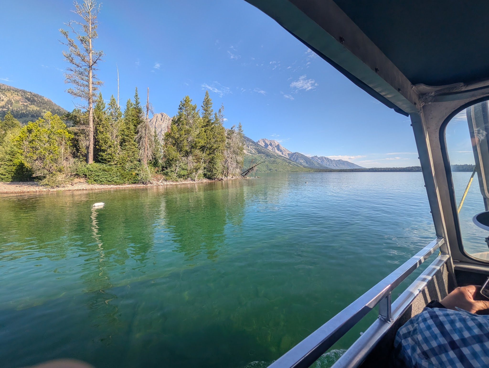 Looking forward from inside the Jenny Lake shuttle boat